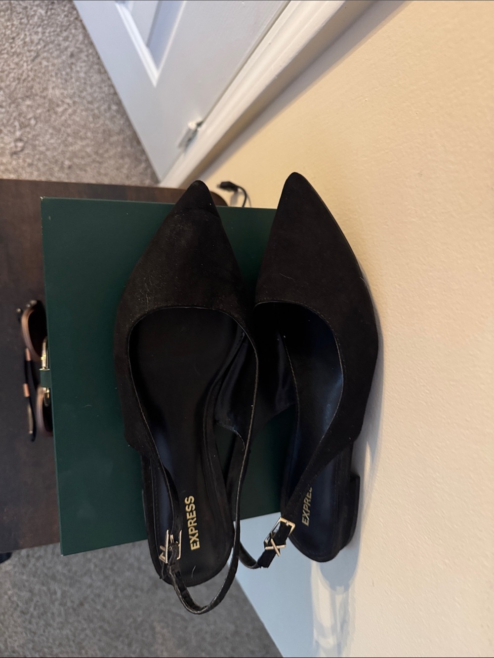 Express Black Pointed Slingback Flats